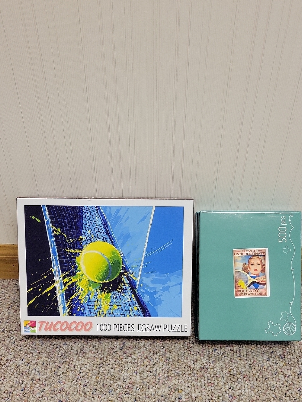 2 Tennis Puzzles, 500 Pc & 1000 Pc Boyh Ard Complete
